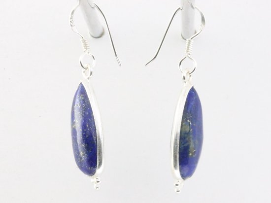 Druppelvormige zilveren oorbellen met lapis lazuli afbeelding 2