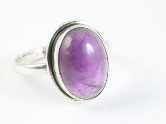 Ovale zilveren ring met amethist afbeelding 1