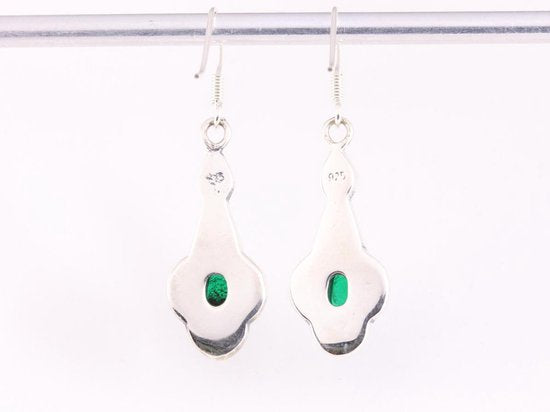 Zilveren oorbellen met jade en marcasiet afbeelding 3