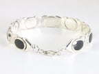 Zware hoogglans zilveren armband met onyx afbeelding 3