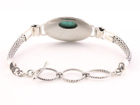 Traditionele bewerkte zilveren armband met turkoois afbeelding 3