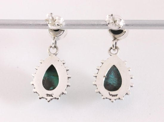 Bewerkte zilveren oorstekers met chrysocolla afbeelding 3