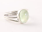 Opengewerkte zilveren ring met prehniet afbeelding 1