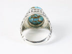 Zware bewerkte zilveren ring met blauwe turkoois afbeelding 3