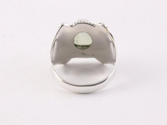 Bewerkte zilveren ring met aqua chalcedoon afbeelding 4