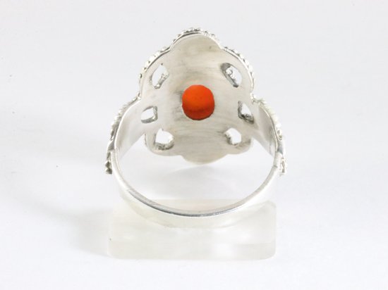 Opengewerkte zilveren ring met carneool afbeelding 3