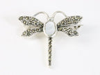 Zilveren libelle broche met parelmoer afbeelding 3