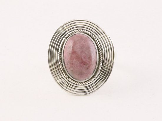 Ovale zilveren ring met rhodoniet afbeelding 4