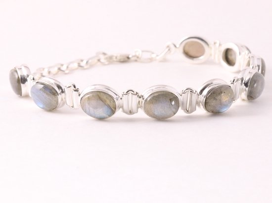 Zware zilveren armband met labradoriet afbeelding 2