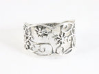 Opengewerkte zilveren ring met bloemen afbeelding 4