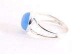 Fijne opengewerkte zilveren ring met blauwe chalcedoon afbeelding 2