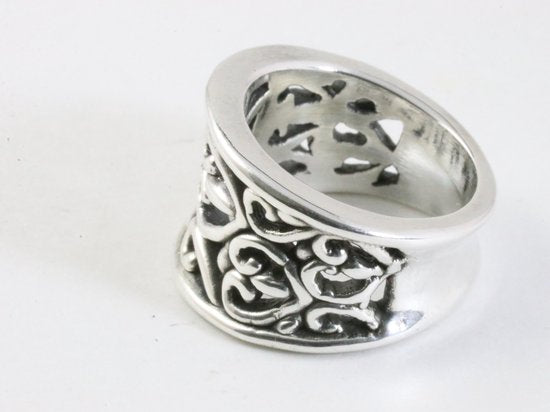 Brede opengewerkte zilveren ring afbeelding 2