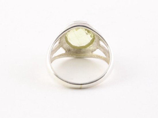 Opengewerkte zilveren ring met lemonkwarts afbeelding 3
