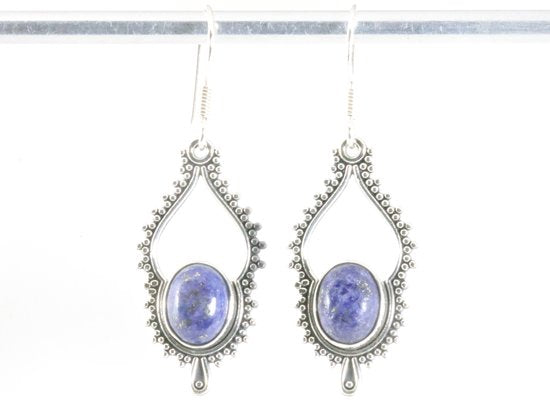 Bewerkte zilveren oorbellen met lapis lazuli afbeelding 4