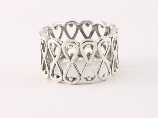 Brede opengewerkte zilveren ring afbeelding 1