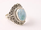 Bewerkte zilveren ring met larimar afbeelding 1