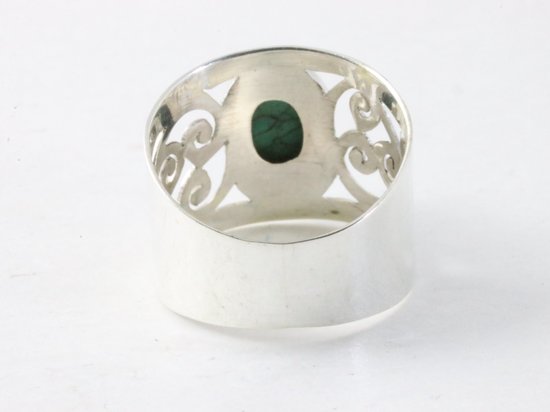 Opengewerkte zilveren ring met turkoois afbeelding 3