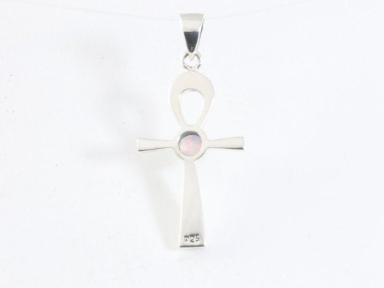 Fijne zilveren ankh hanger met welo opaal afbeelding 3