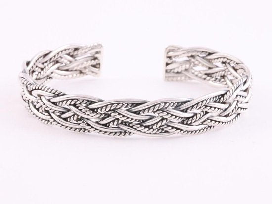 Gevlochten zilveren klemarmband afbeelding 1