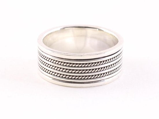 Zilveren ring met fijne kabelpatronen afbeelding 1
