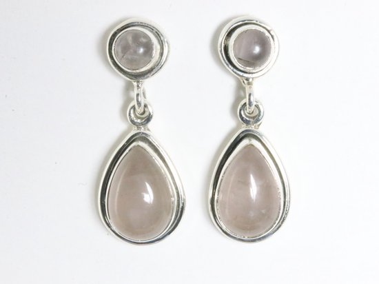 Zilveren oorstekers met rozenkwarts afbeelding 1