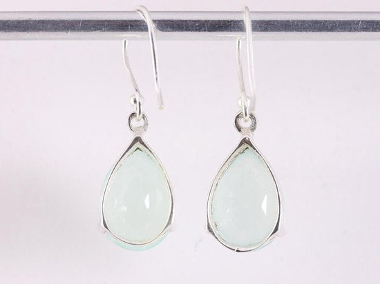 Zilveren oorbellen met aqua chalcedoon afbeelding 3
