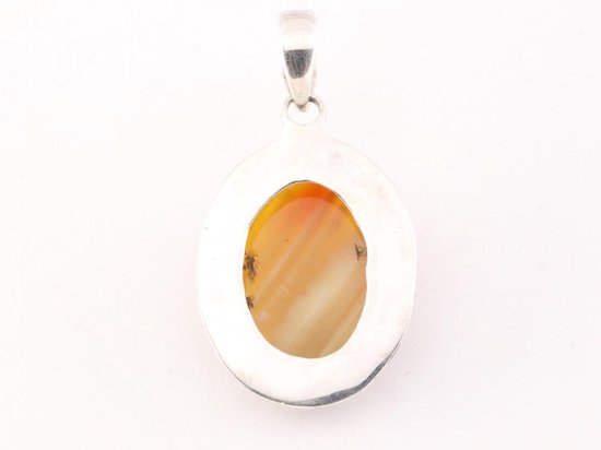 Bewerkte zilveren hanger met oranje agaat afbeelding 3
