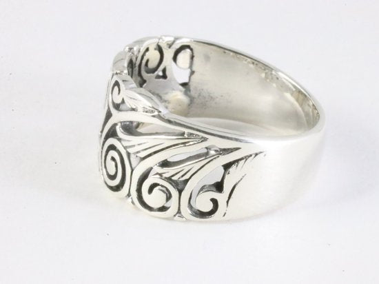 Brede opengewerkte zilveren ring afbeelding 2