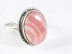 Bewerkte ovale zilveren ring met rhodochrosiet afbeelding 1