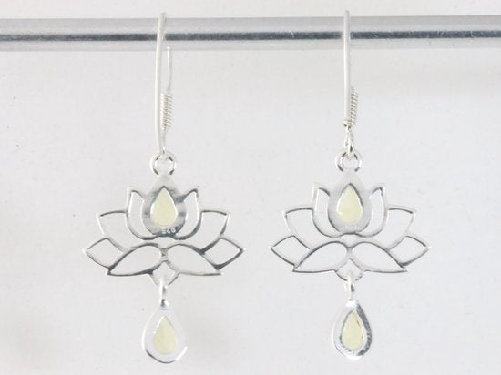 Zilveren lotus oorbellen met citrien afbeelding 3