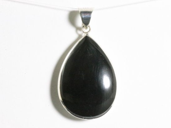 Grote druppelvormige zilveren hanger met onyx afbeelding 4