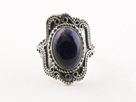 Bewerkte zilveren ring met sodaliet afbeelding 4