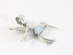 Zilveren kolibrie hanger met blauwe schelp afbeelding 2