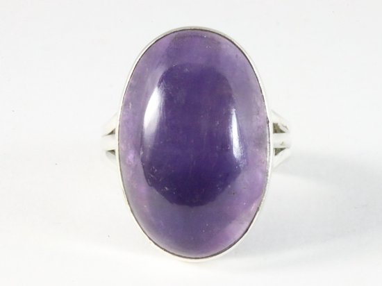 Grote ovale zilveren ring met amethist afbeelding 4