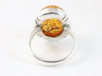 Ovale zilveren ring met amber afbeelding 3