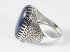 Zware bewerkte zilveren ring met lapis lazuli afbeelding 2