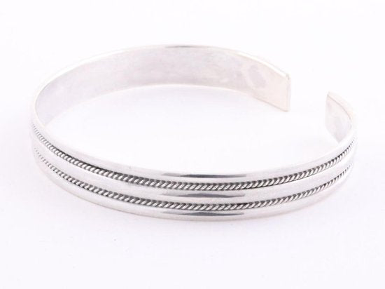 Zilveren klemarmband met kabelpatronen afbeelding 2