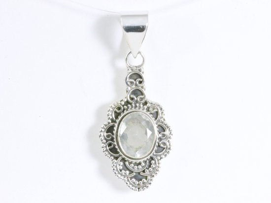 Bewerkte zilveren hanger met bergkristal afbeelding 4