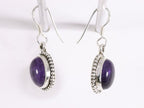Bewerkte ovale zilveren oorbellen met amethist afbeelding 2