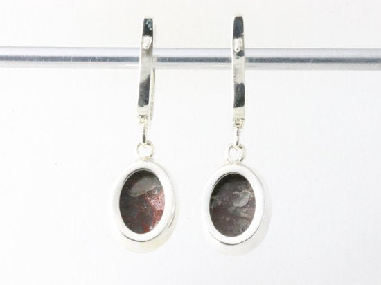 Hoogglans zilveren oorbellen met turitella agaat afbeelding 2