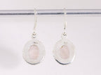 Bewerkte ovale zilveren oorbellen met aqua chalcedoon afbeelding 3