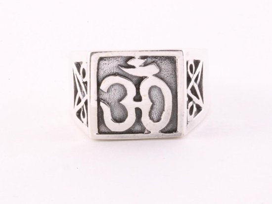 Zilveren zegelring met ohm teken afbeelding 4