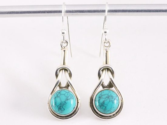 Zilveren oorbellen met turkoois afbeelding 4