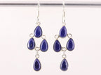 Lange fijne zilveren oorbellen met lapis lazuli afbeelding 4