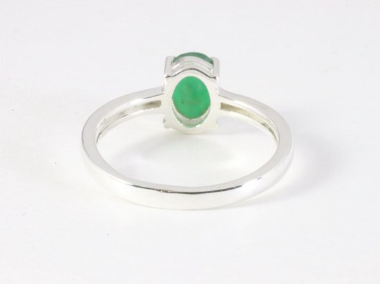 Fijne hoogglans zilveren ring met smaragd afbeelding 3