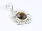 Opengewerkte zilveren hanger met tijgeroog afbeelding 2