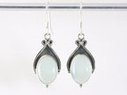Bewerkte zilveren oorbellen met aqua chalcedoon afbeelding 4