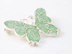Zilveren vlinder broche met groene parelmoer afbeelding 2