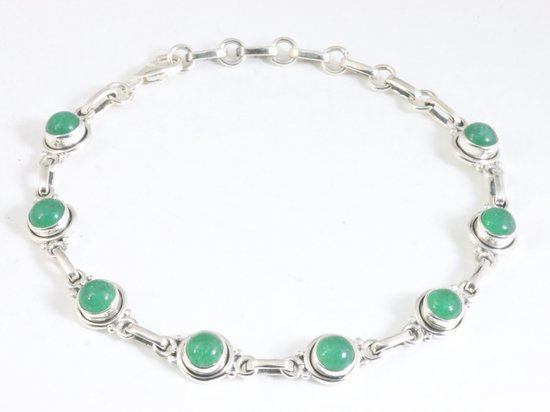 Fijne zilveren armband met groene aventurijn afbeelding 1