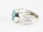 Opengewerkte zilveren ring met blauwe koperturkoois afbeelding 2